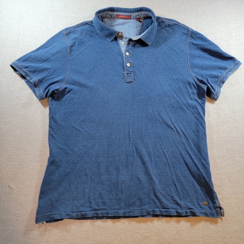 Jeremiah Polo Shirt Mens XL Blue Excellent Indigo Knit Short Sleeve Cotton